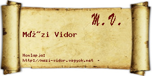 Mázi Vidor névjegykártya